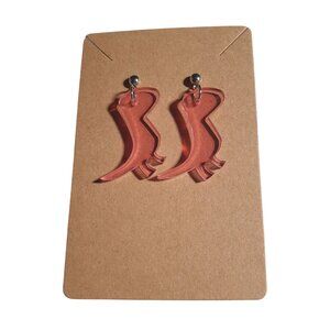 Tyrannosaurus Rex Shape Acrylic Dangle Earrings Pink Novelty Dinosaur Post Gift